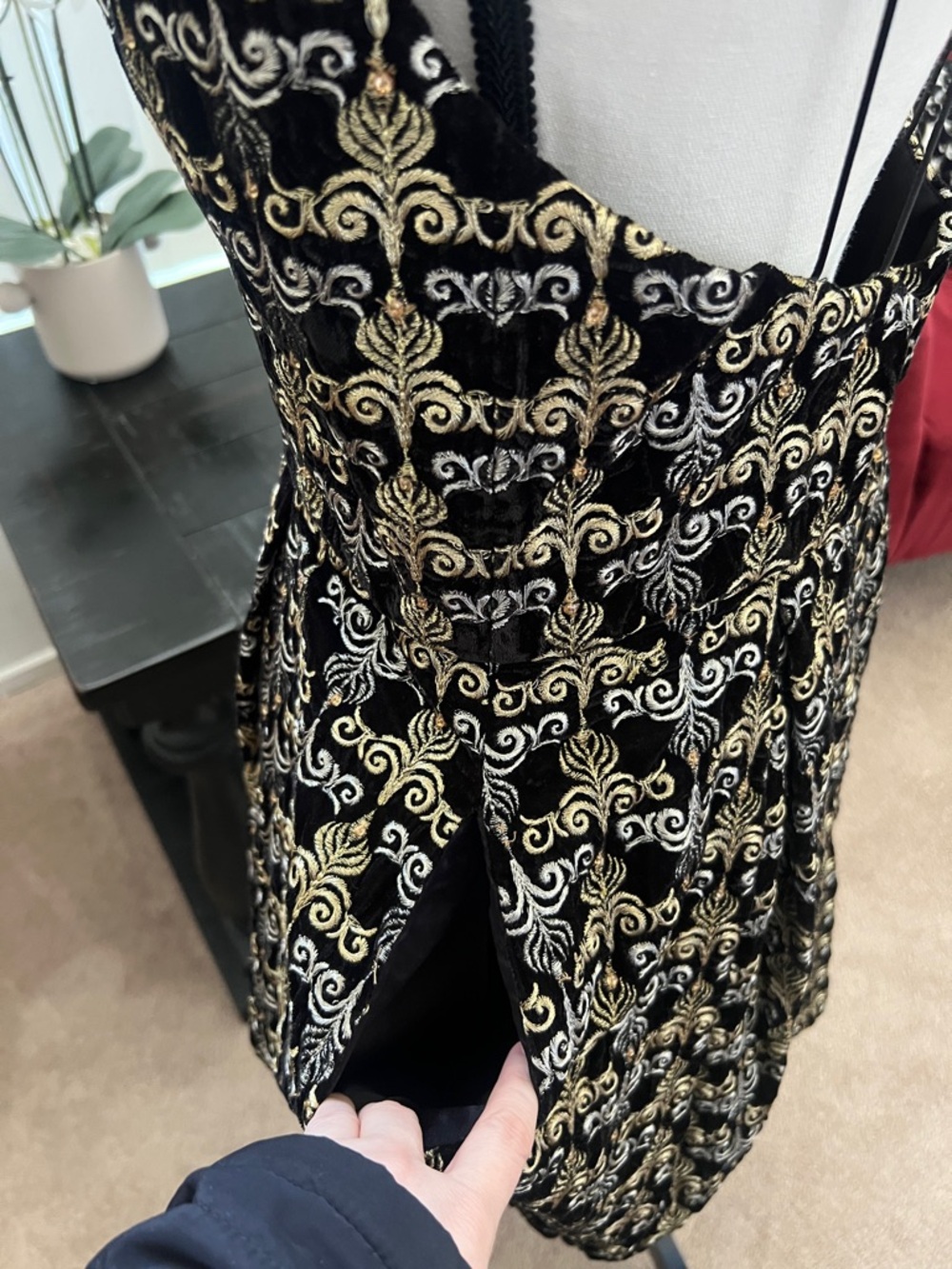 Alice + Olivia Black Marilla Embroidered Mini Dress Black, Silver & Gold - Picture 7 of 14